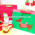 Promocional mini cuadrado lindo santa claus bolsa de papel con la cinta